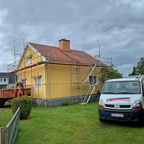 Byggställning vid en villa